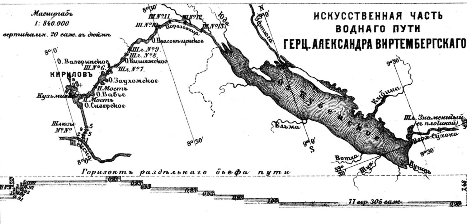 Карта канала герцога Александра Вюртембергского